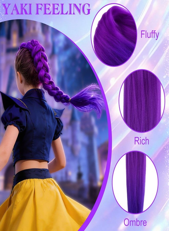 ROOKEA 6 Pack 26 Inch Long Purple Hair Extensions for Women, Afro Synthetic Pre Stretched Braiding Hair Funny Hairpieces for Nightclubs Music Festival Bachelorette Party Wedding Halloween Christmas - Image 5